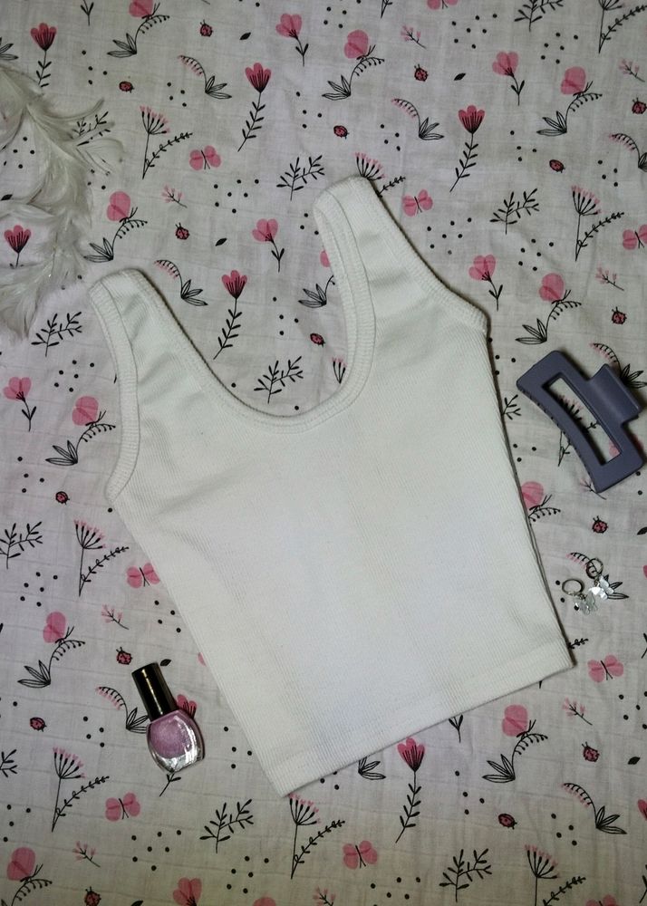 White Crop Tank Top