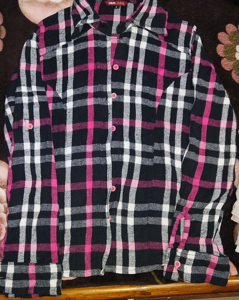 Woolen Blazer Material Check Shirt For Females