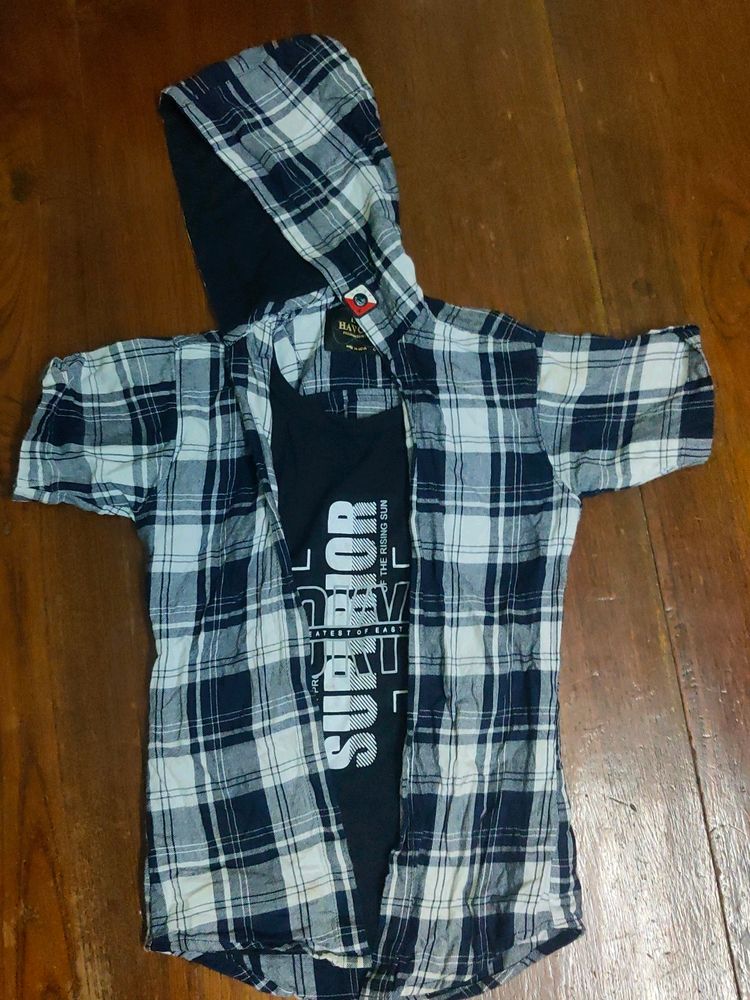 Boys Hoodie Shirt Chekered