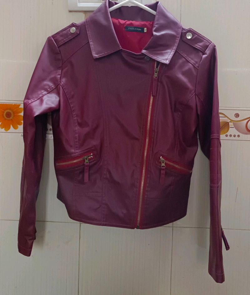 Jackets & Overcoats | Wine Color ZARA Leather Jacket🧥 | Freeup