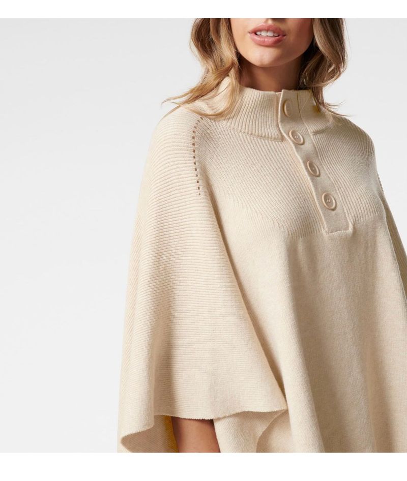 Forever New Jade Button Collar Poncho