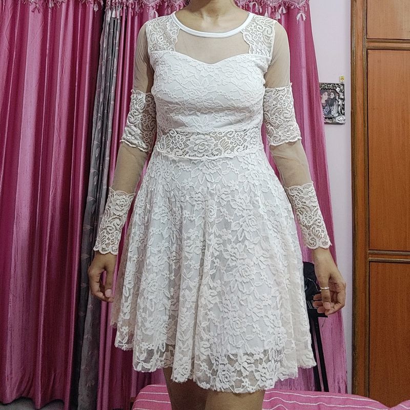 Off White Net Dress