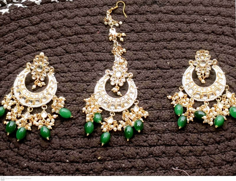 Green Earrings And Teeka Set