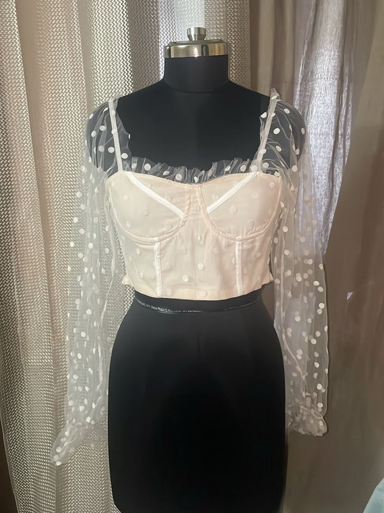 Crop Top With Mesh Sleeves