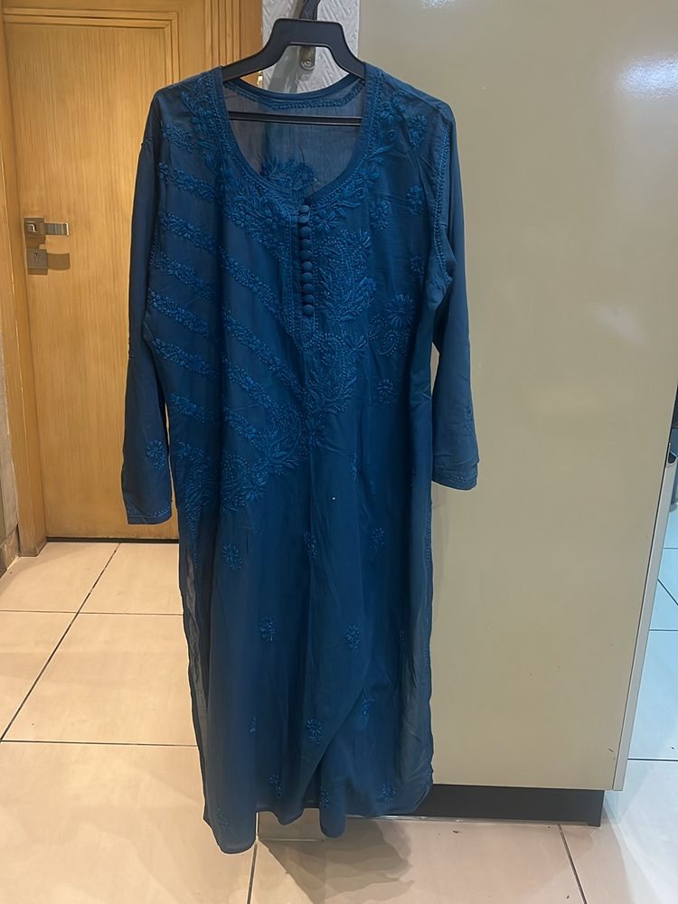 Navy Blue Embroidery Kurta