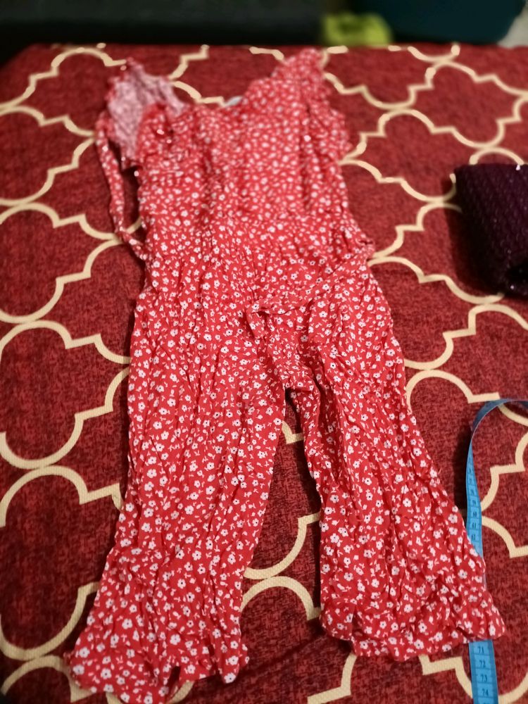 H&M Pretty Red Flower Print Jumpsuit For Girls