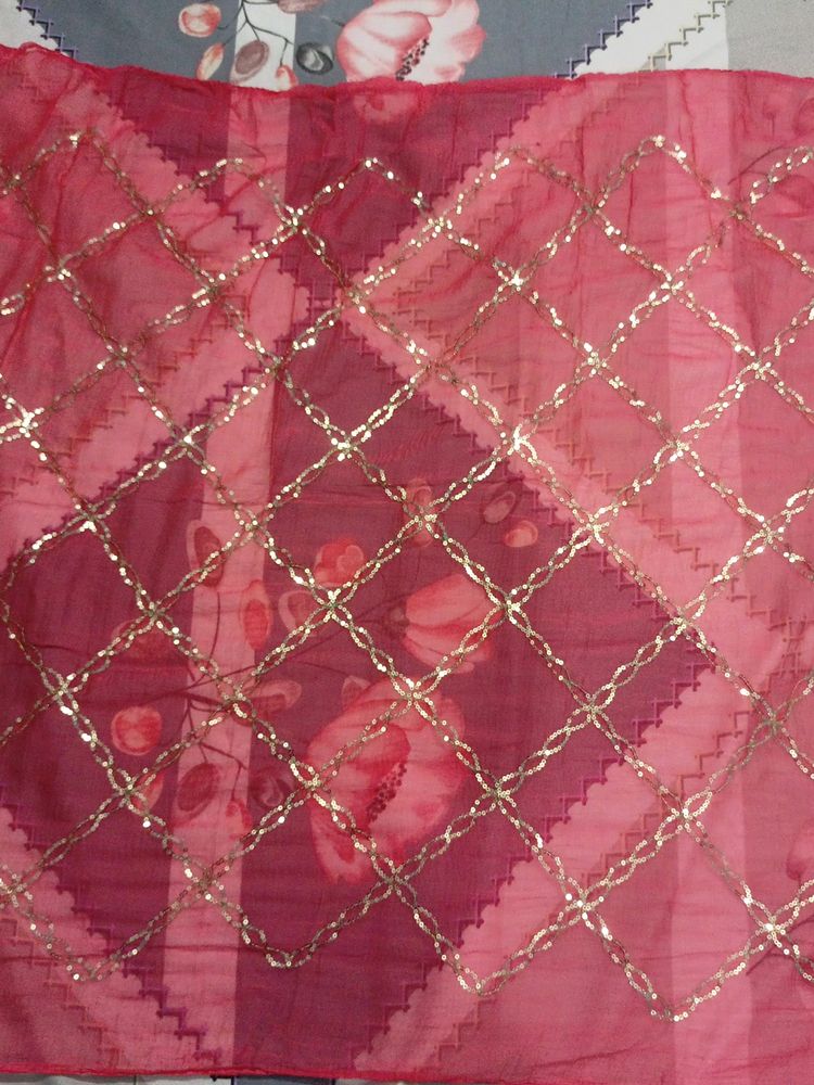 Women Embroidered Pink Colour Dupatta