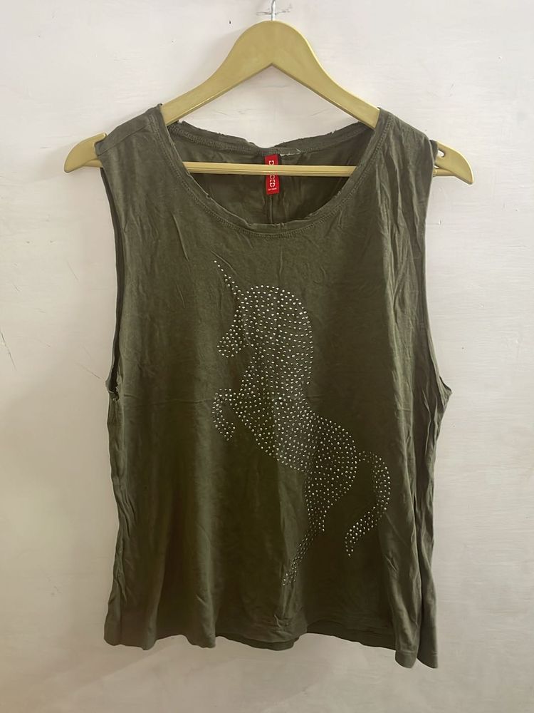 H&M Olive Green Loose Fit Top