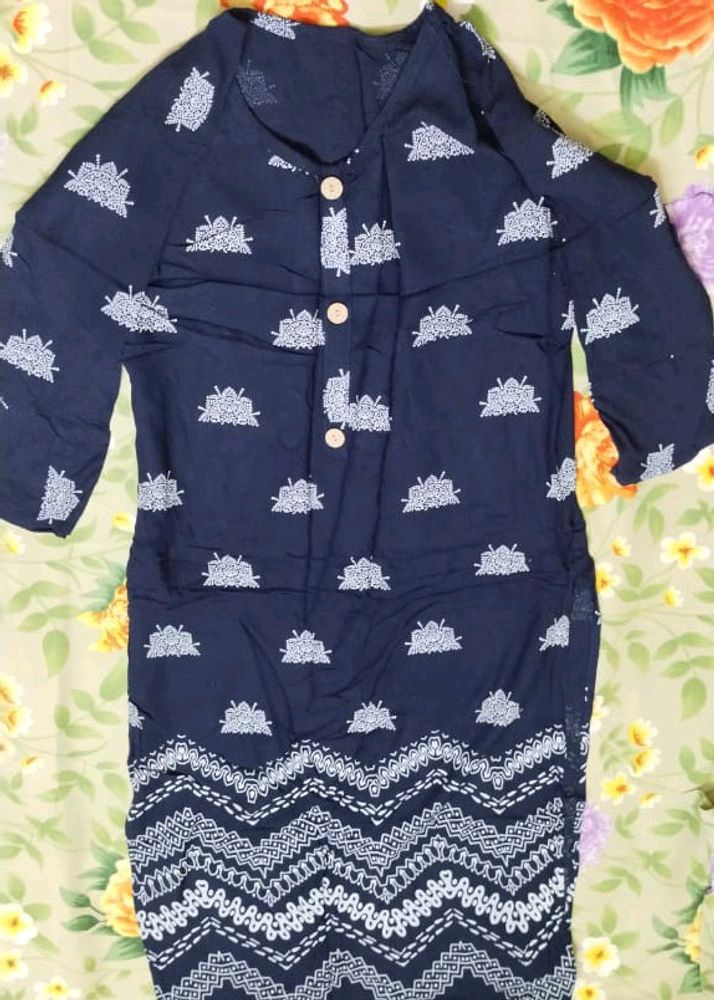 Blue Colour Printed Kurta For Women