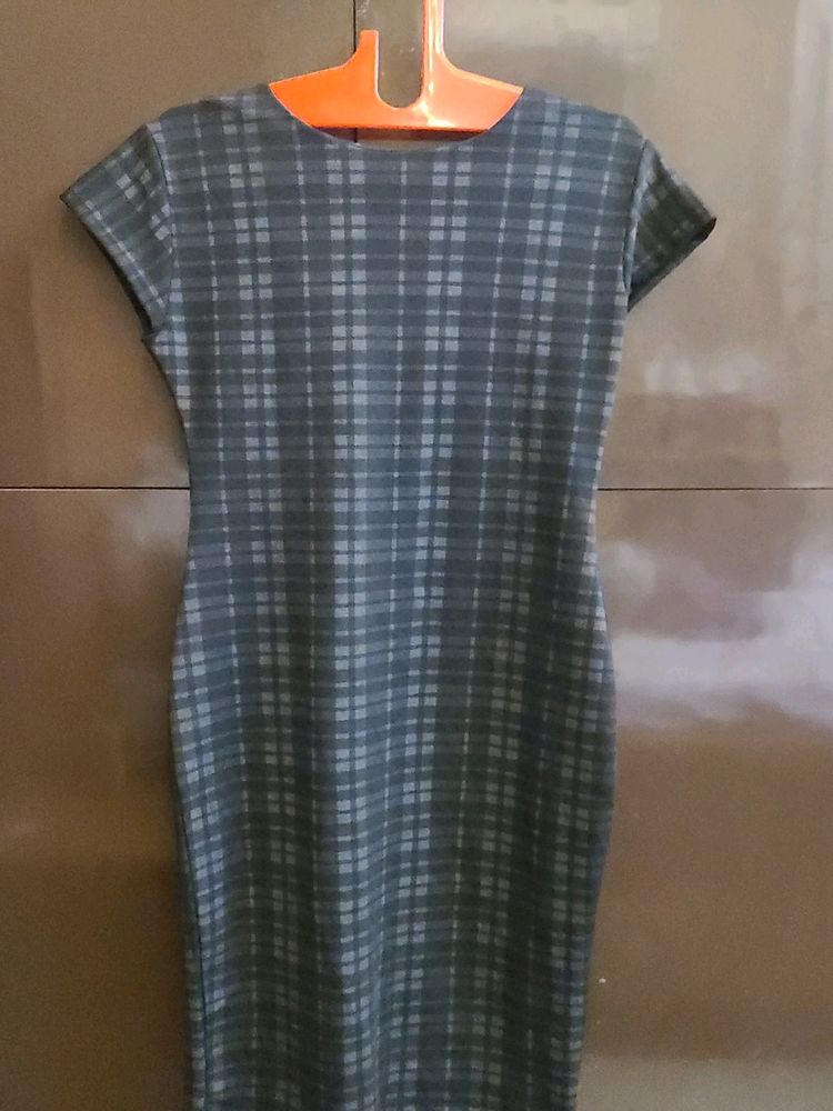 Jet Black Check Print Dress