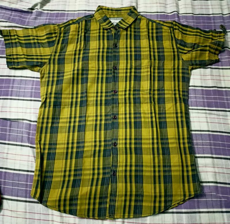 Fm gold xl size shirt yellow half sleeves..luk new