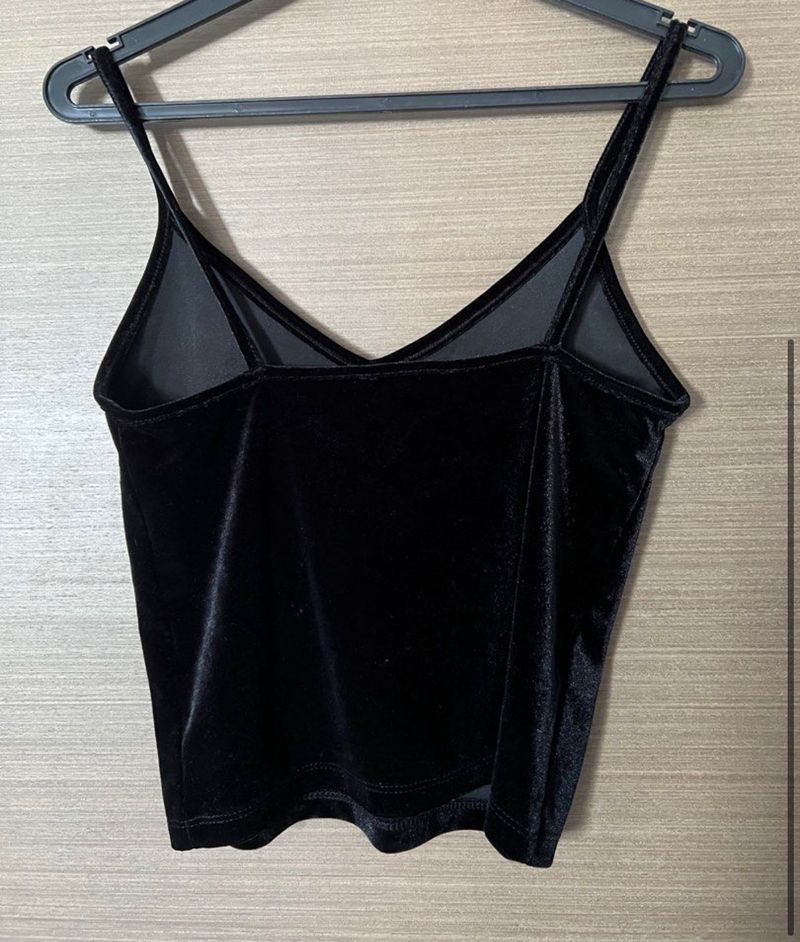 Forever 21 Black Velvet CropCami Top