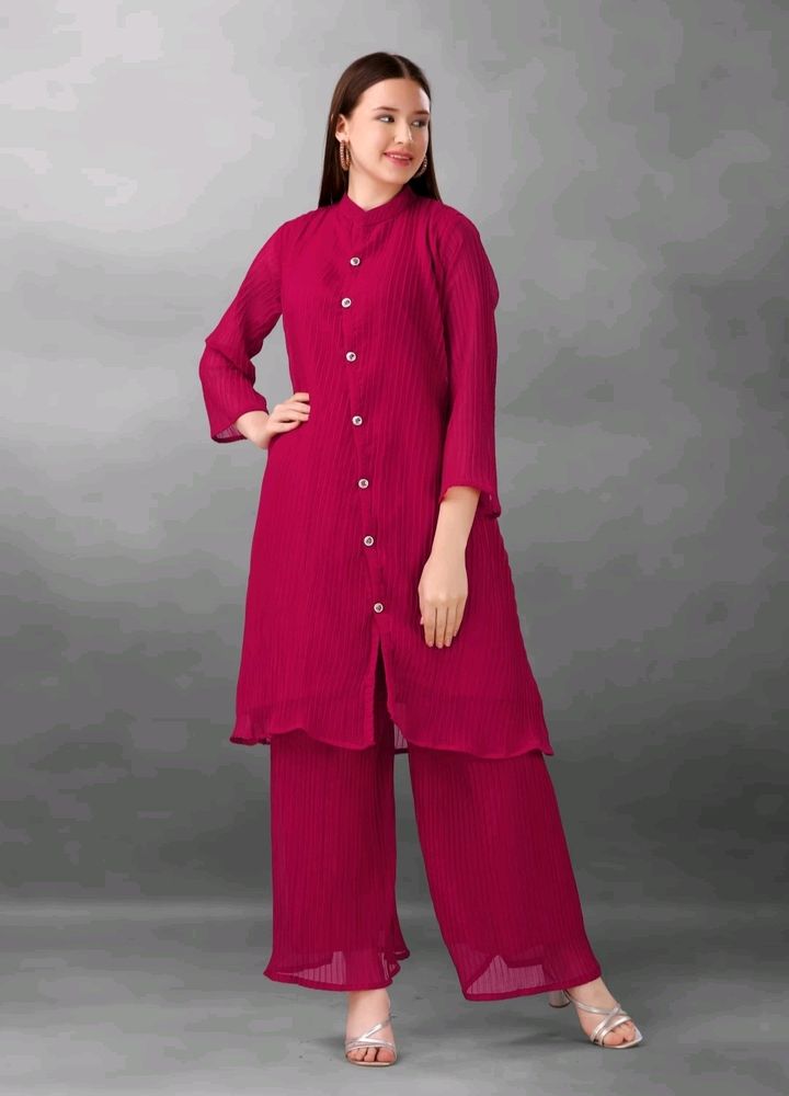 Women Georgette Kurti Palazzo Set