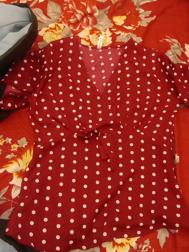 Red Polka Dot Short Kurti