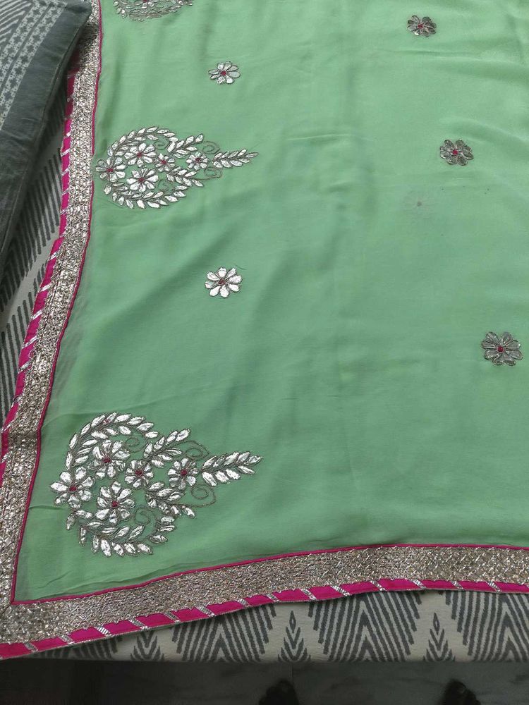 Georgette Handwork Gotapatti Saree, Worn Once