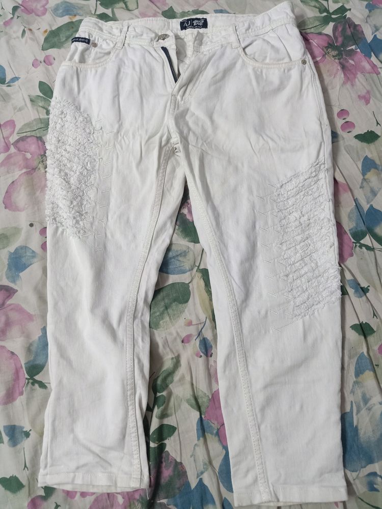 Men's White Ankle Jeans