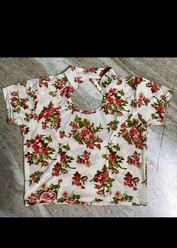 Backless Floral Top For Women