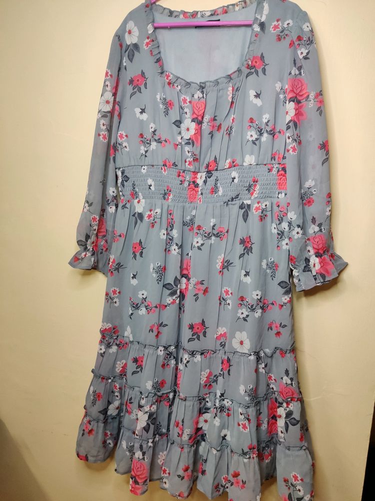 Grey Floral Dress