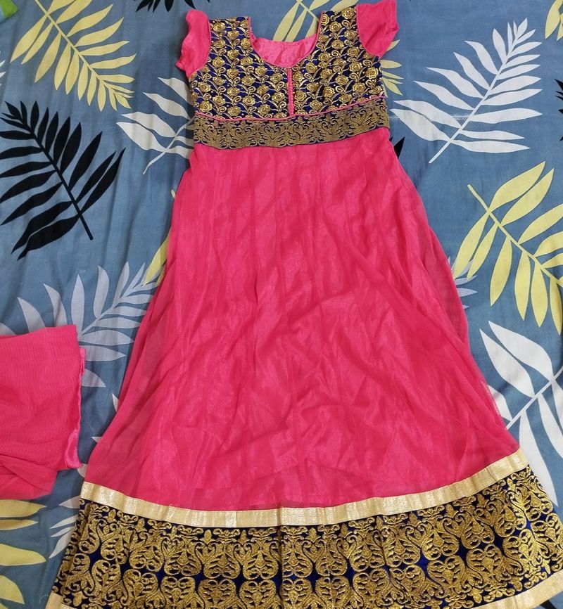 Net Type Anarkali Kurti With Pant And Shawl