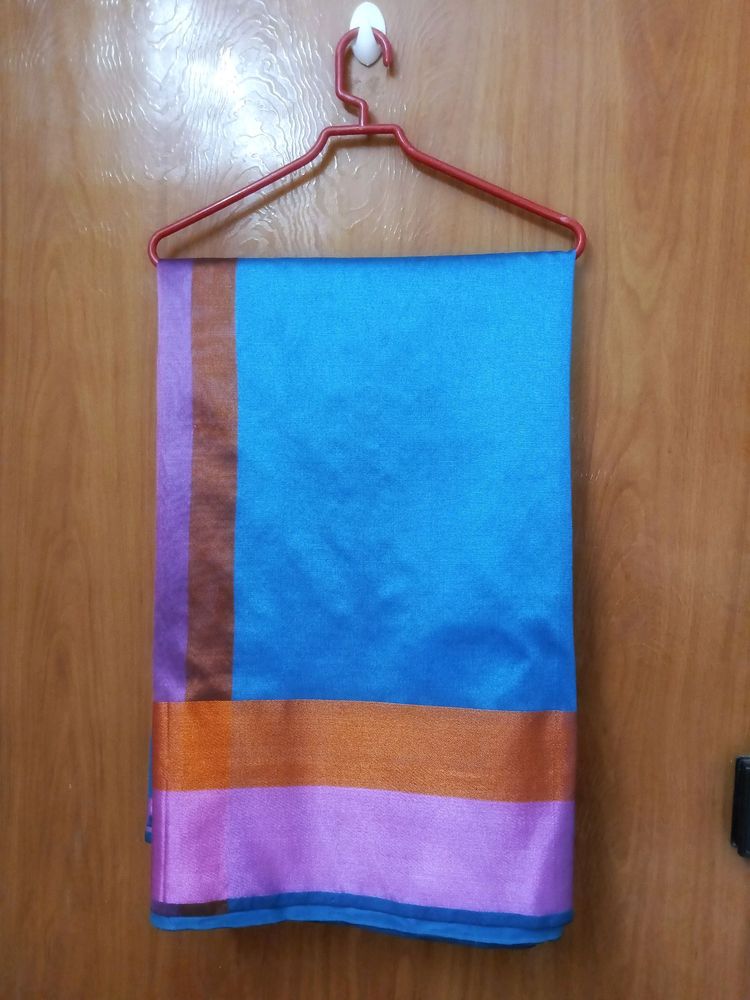 New blue silk & cotton blend saree