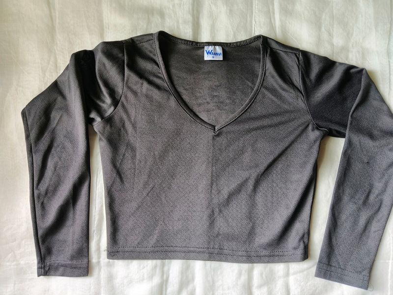 Black Full Sleeves Crop Top "Never Used"