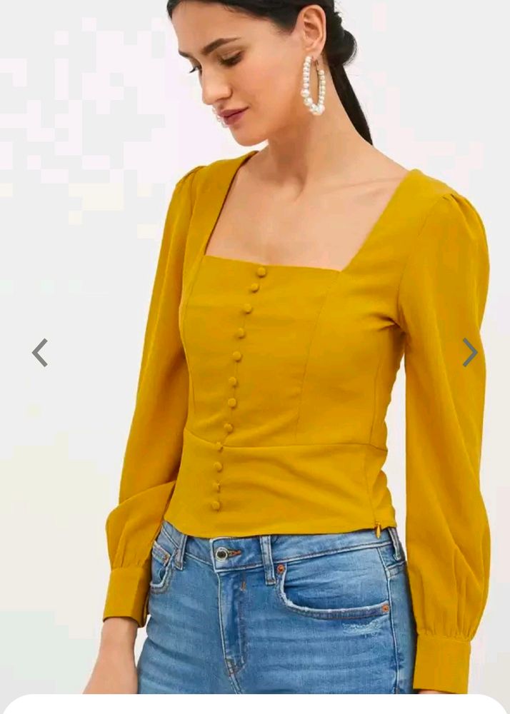 Mustard Yellow Square Neck Shirt