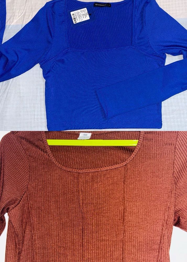 Blue And Brown Crop Top For Women