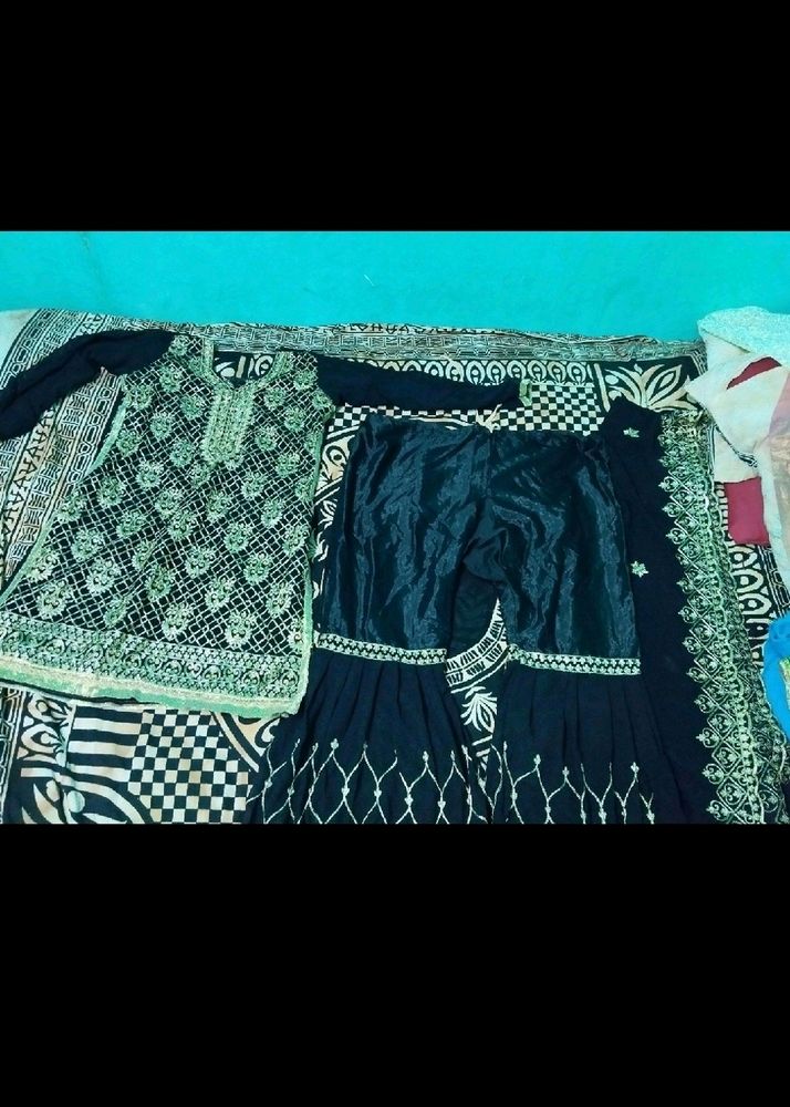 Elegant Black Sharara Suit