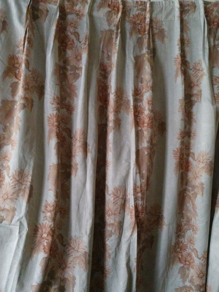 Off White Curtain With Floral Print