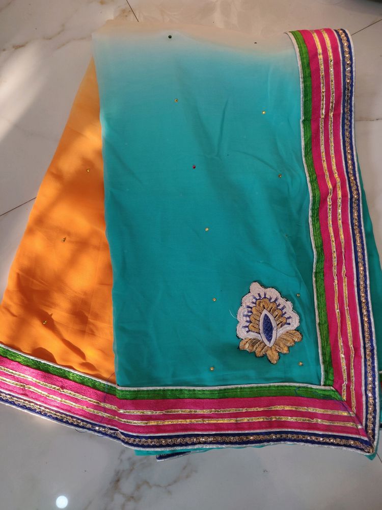 🧡🤍💚Beautiful Multi Colour Saree