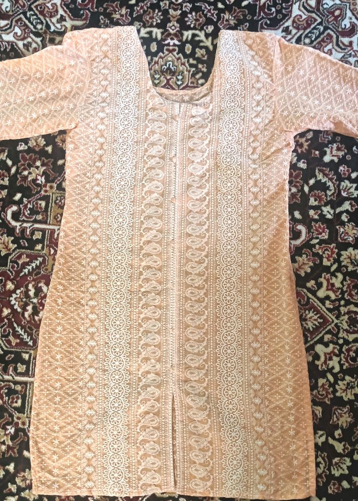 New Peach Embroided Kurta