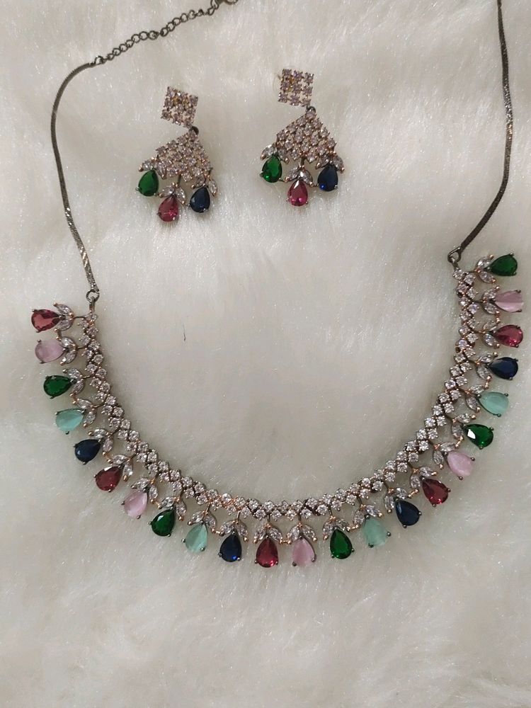 Swarovski Diamond Multicolor Stone necklace