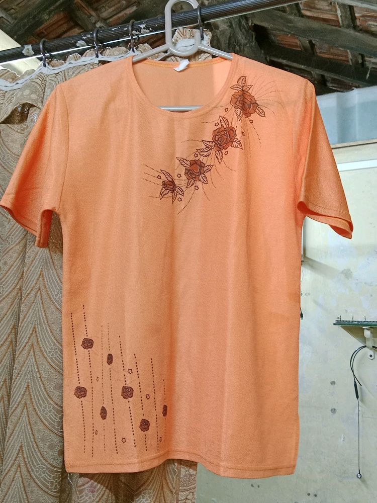 ORANGE ROSE PRINTED TOP