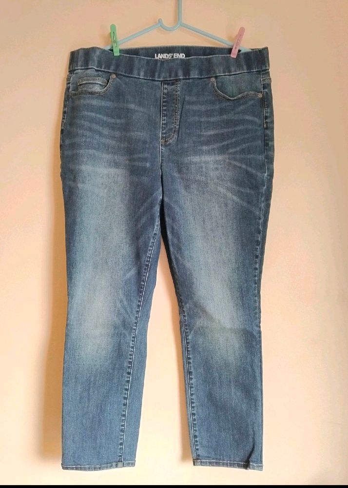 Plus Size Denim Jeans With Elastic Waist