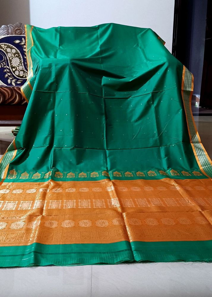 New✅ Green Saree Polysilk✅