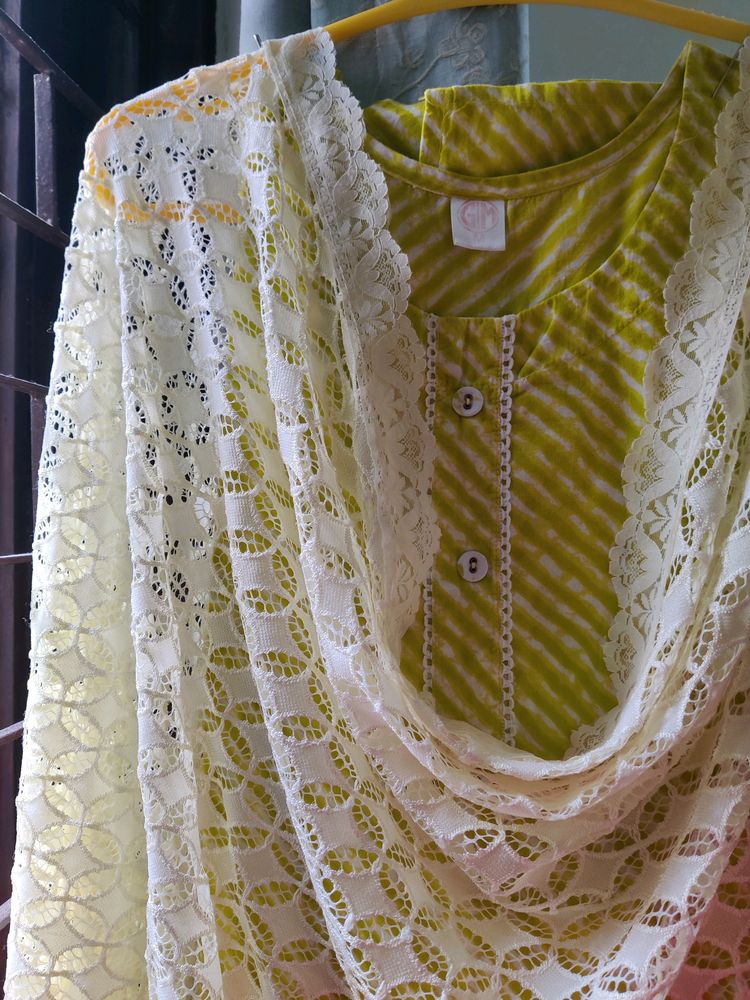 Cream Lace Dupatta