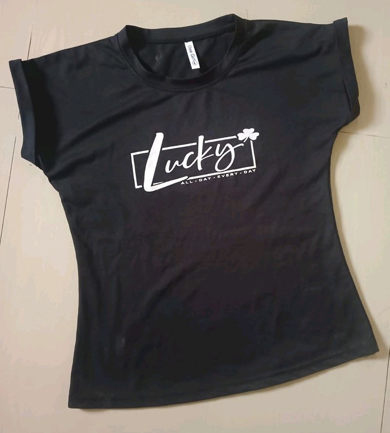 Black T-shirt, L Size, Stretchable Cloth