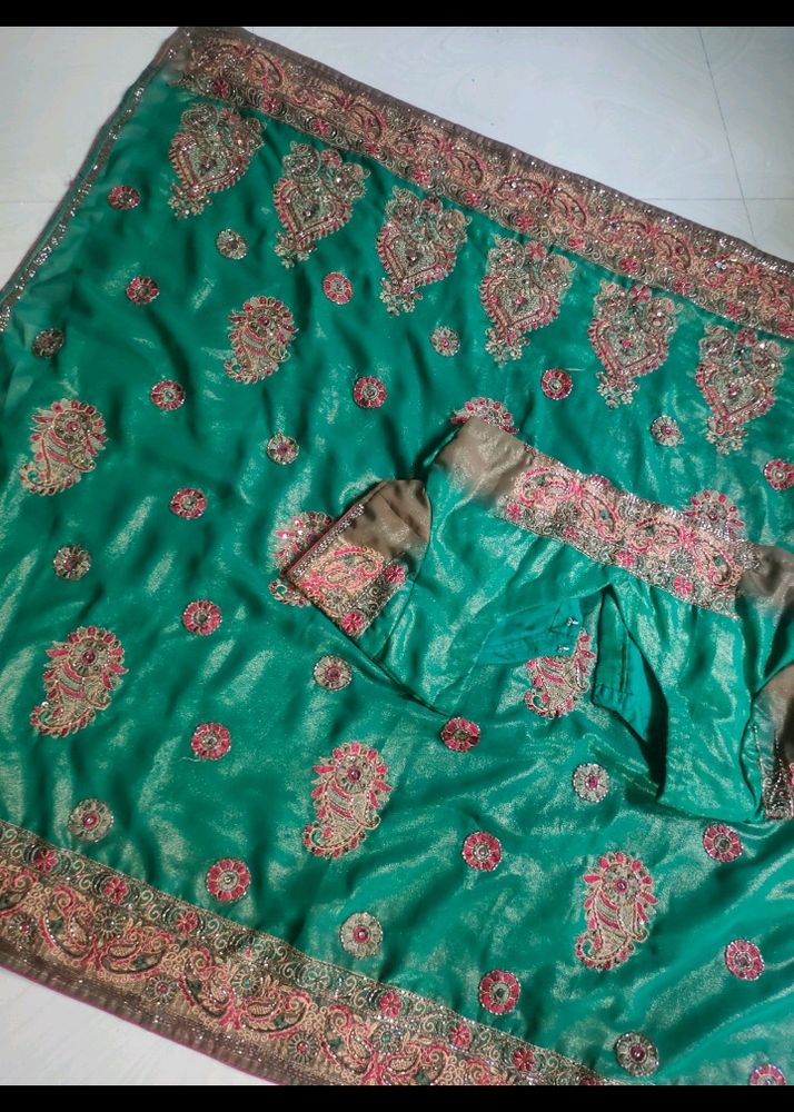 Full Maggam Work Saree With Blouse