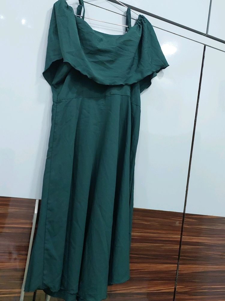 Trendy Off Shoulder Green Dress