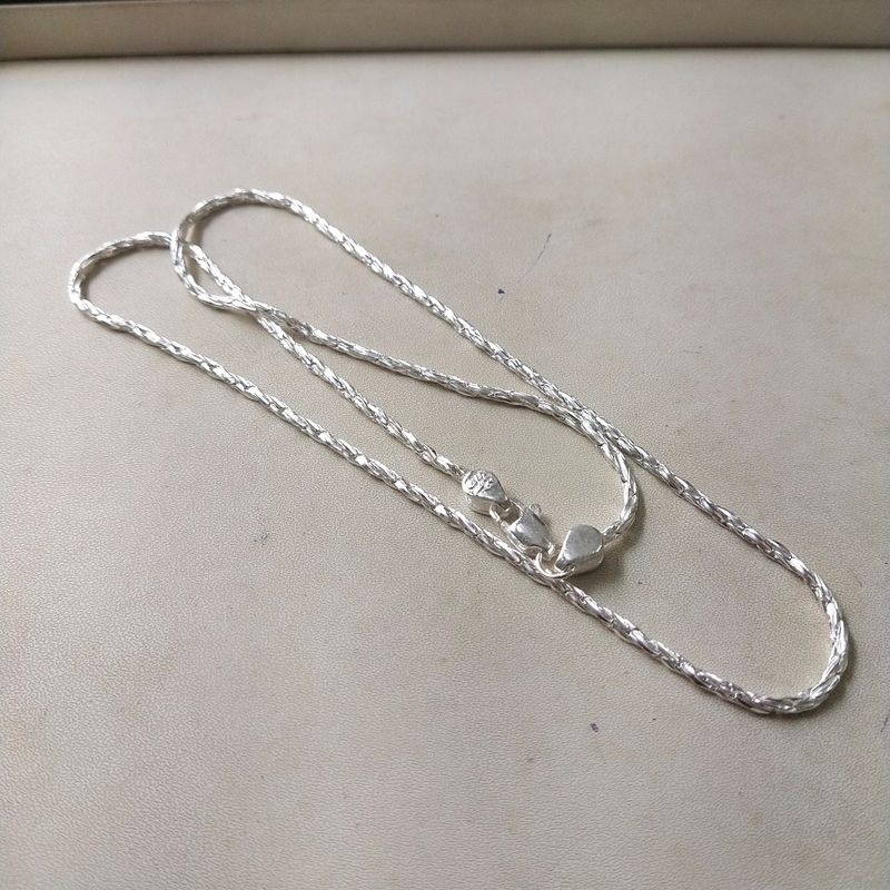 Pure Silver Beautiful Block Snacks 🥨 Chain ⛓️