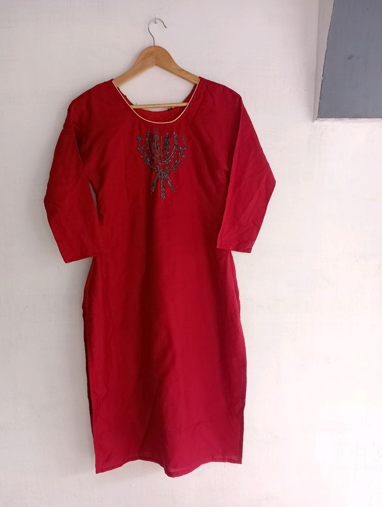 Dark brown colour kurta for women.