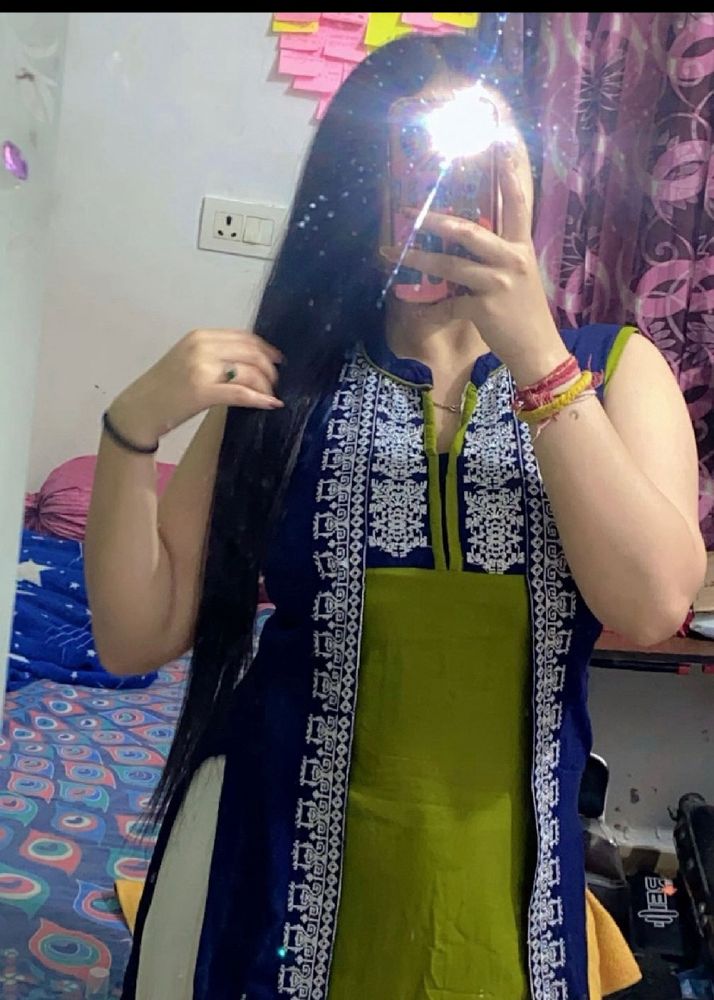 Navy Blue And Olive Kurti❤️