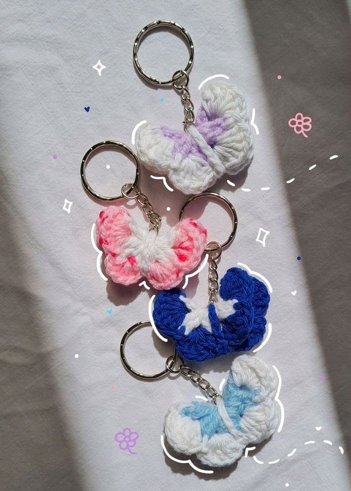 Cute Crochet Butterfly Keychain!