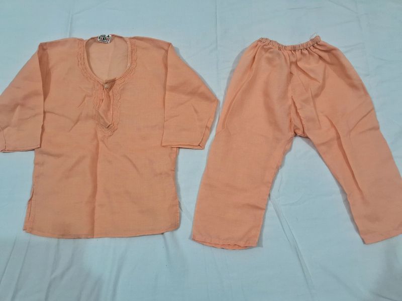 New Unused Baby Kurta Pajama Light Orange Colour