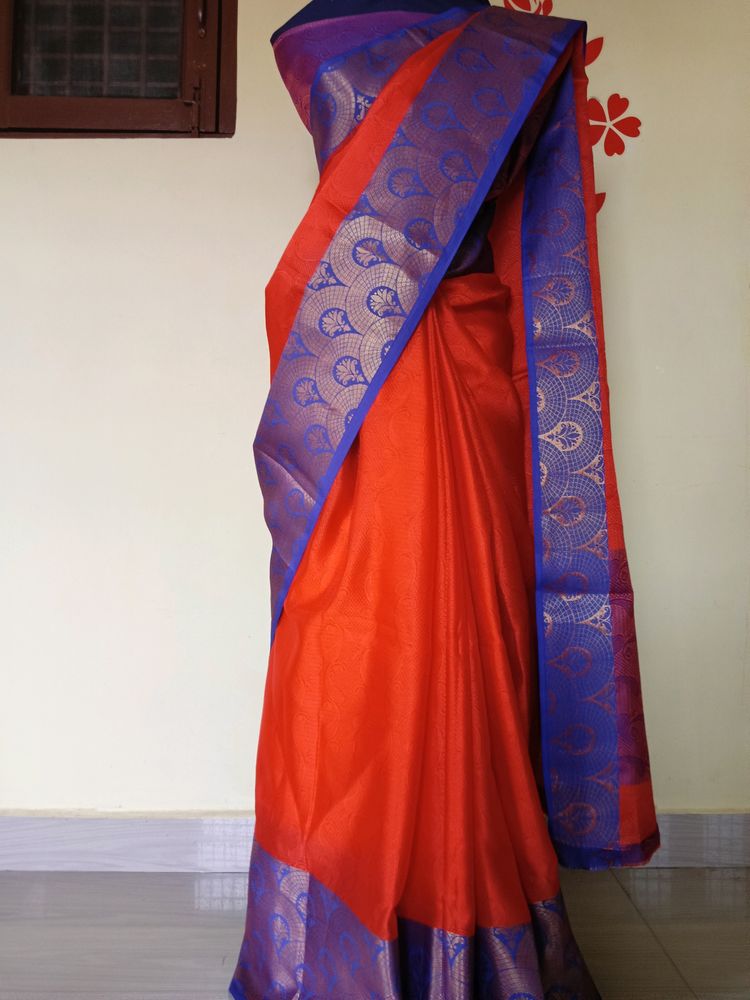 Beautiful Silk Saree with Blue Colour Zari work