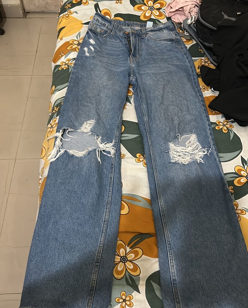 Denim Blue Ripped Jeans