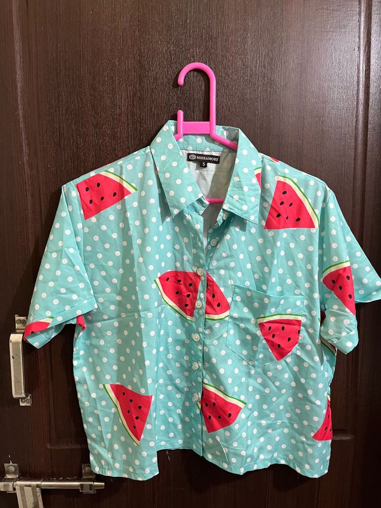 Crop Shirt, Water Melon Printed Shirt