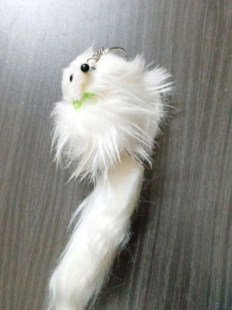 White Dog Keychain