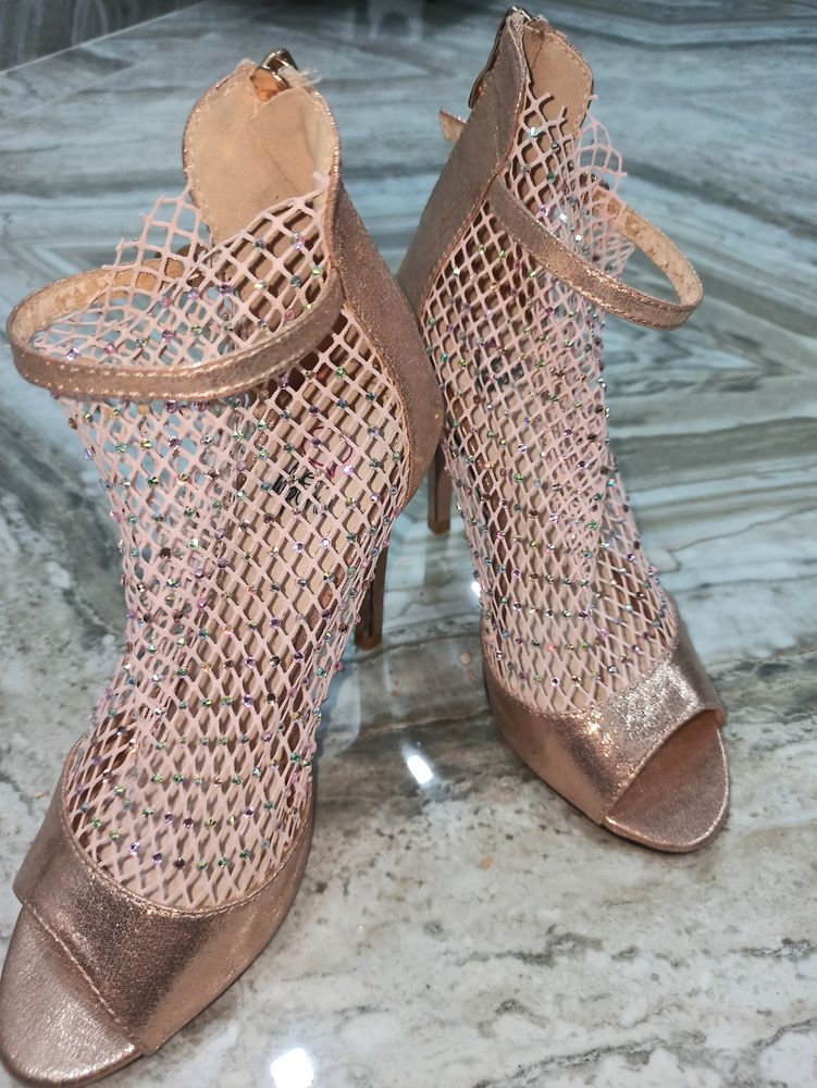 Peach Net High Heels