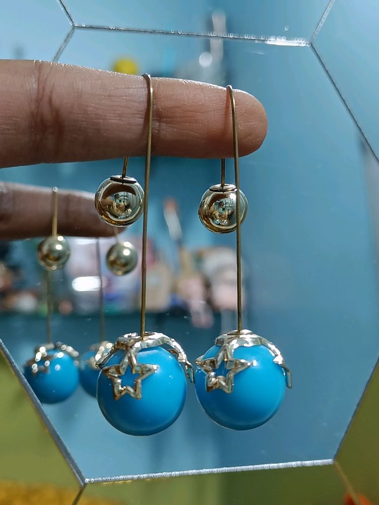 Trendy Earrings #westernlook #blue#500coins